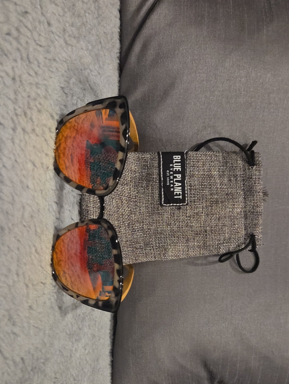 Blu Planet Cat Eye Tortoise Frame Sunglasses with Orange-Red Mirror Lenses